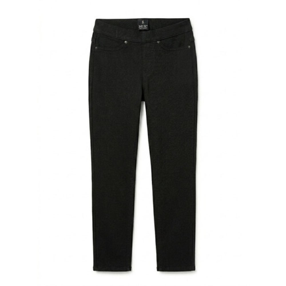NWT HUE Womens Black Denim Leggings Pull On Skinny Jeans Size Small